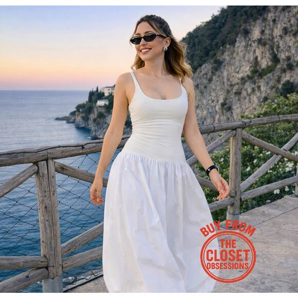 ZARA BLOGGER FAVE!!! Sleeveless Balloon Midi Dress NWT | White Knit M - Picture 5 of 16